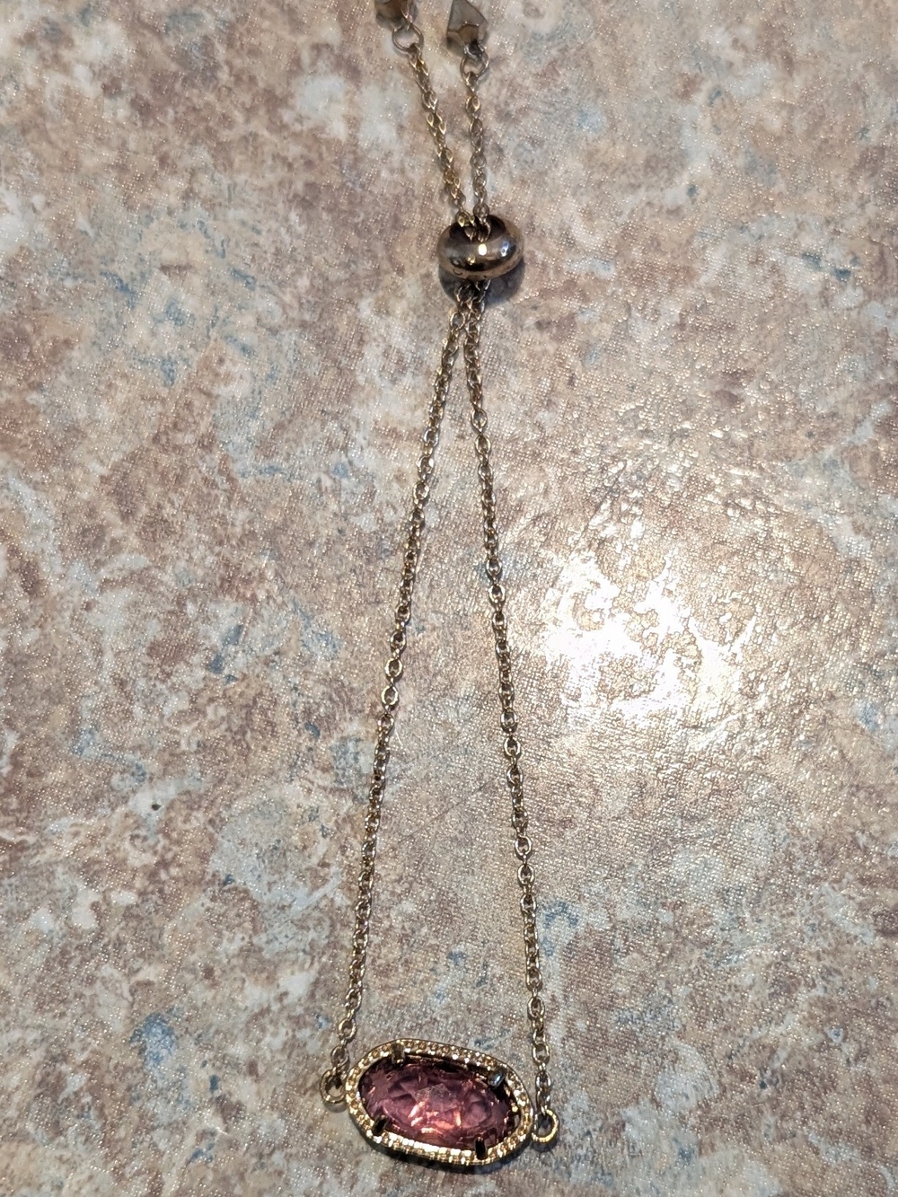 Delicate Gold Chain Bracelet with Amethyst Stone
